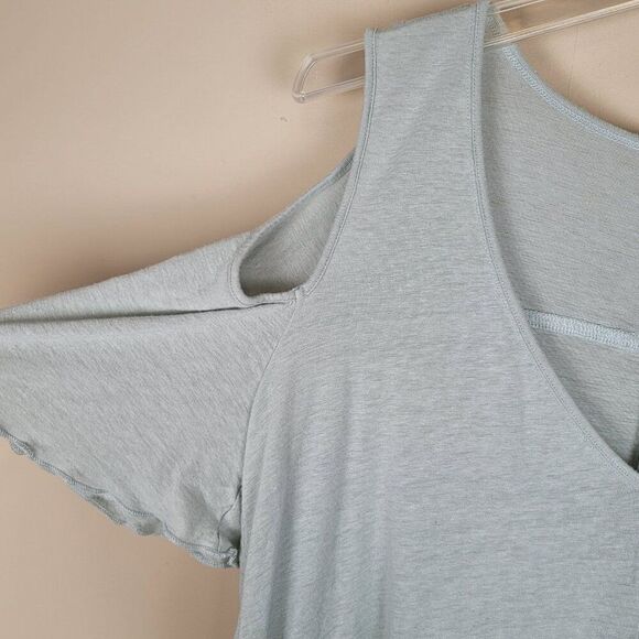 Free People Rayon Linen Bittersweet Cold Shoulder Short Sleeve Top Green Size S - Picture 6 of 10